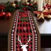 Poinsettia Flower Pattern Christmas Table Runner Long Length Rectangular Shape Table Decor Cloth Linen Material
