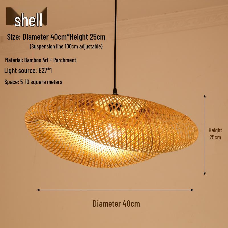 Retro Zen Bamboo Weaving Pendant Lamp for Restaurants & Teahouses