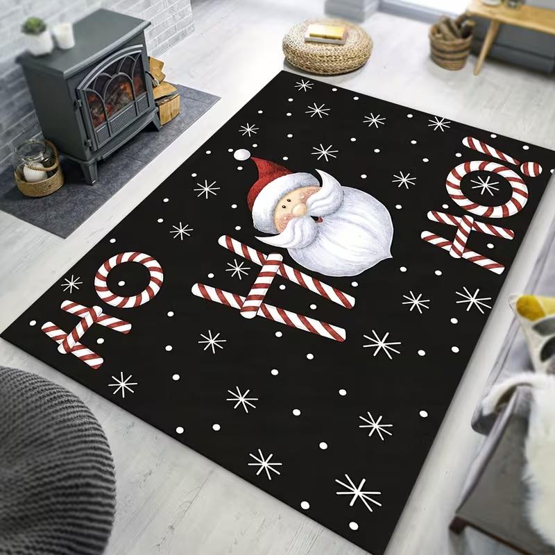 Christmas Gnome Pine Ball Print Area Rug Non Slip Floor Mat Xmas Holiday Home Decor Indoor Living Bedroom Festive Carpet