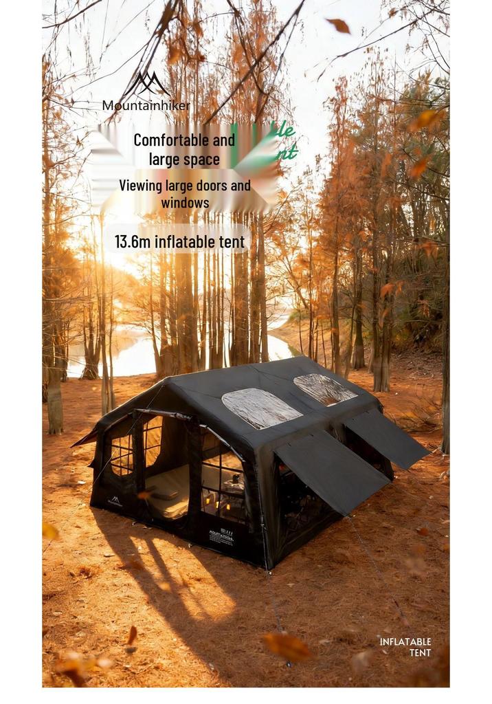 Mountain Guest Inflatable Tent, 13.6 sqm, Large Capacity, Rainproof, Multi-person Outdoor Camping Tent