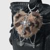 Punk Jewelry Leopard Print Rivet Cross Keychain Goth Cool Grunge Rock Plush Heart Bag Pendant Decoration Accessories Gift