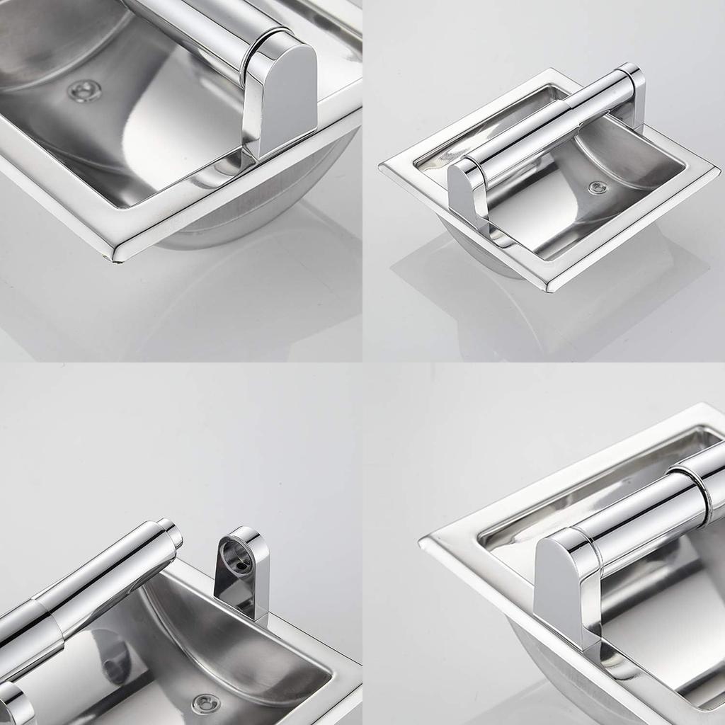 Wall Mounted Toilet Paper Holder, Recessed Toilet Paper Holder, Space Saving Design, Stainless Steel Paper Towel Dispenser