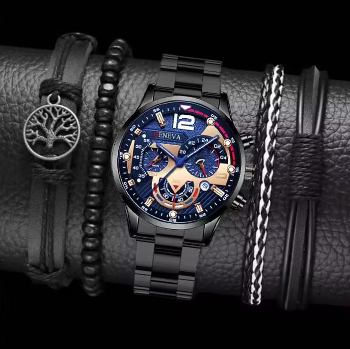 New Suit Fashion Business Calendar Watch Men'S Steel Belt Watch Watch Business Explosion Bracelet Men'S Watch