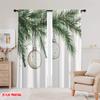 2pcs,2D Plane Printing Print Curtains Christmas Ornaments Fir Branch Watercolor (3) Versatile 100% Polyester (without Rod)