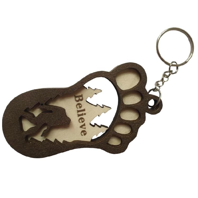 

Portable Wooden Keychain Foot Pattern Keyring Pendant Hanging Ornament Decoration for Wilderness Explorers 1