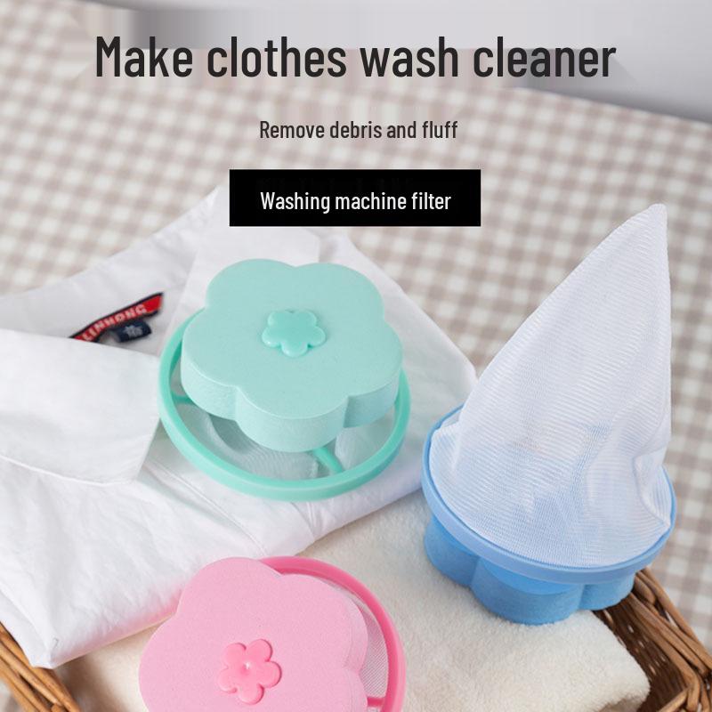 

Plum Blossom Laundry Ball Hair & Stain Remover Filter Net Plum Blossom Pink