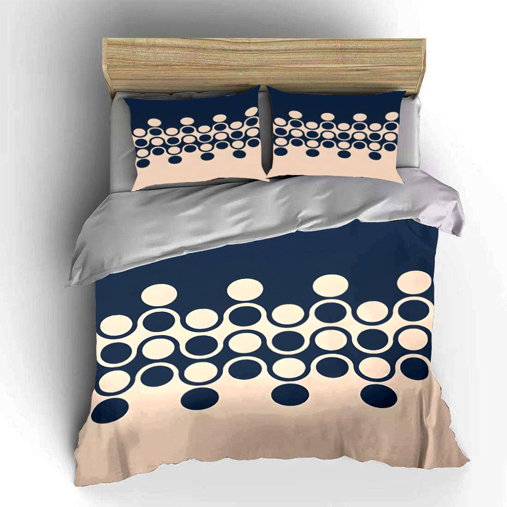 Minimalist Geometric Circular Pattern Duvet Cover Set With 3D Printing Design Soft Polyester Bedding Set All-Season Comfort