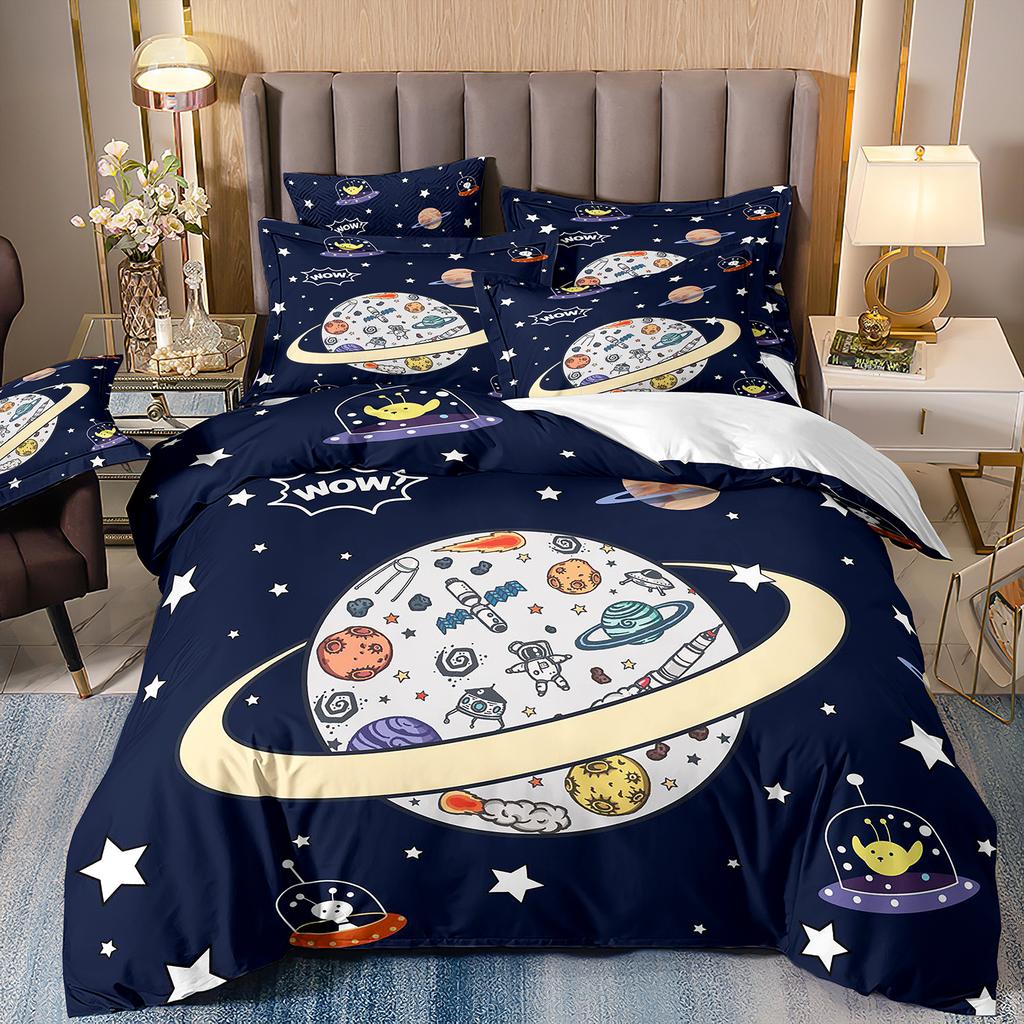 Space Star Bettwäsche-Set Dreiteilig 3D Digitaldruck Bettbezug