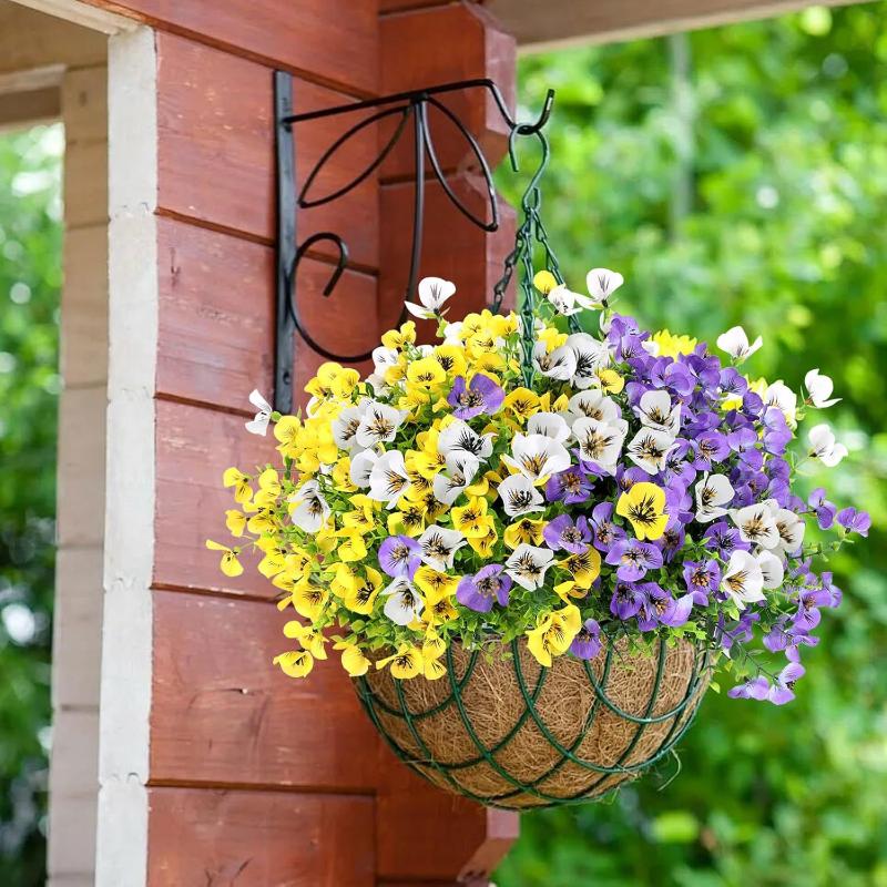 Artificial Pansy Violet Flowers Fake Hanging Morning Glory Garland Lifelike Silk Plants for Home Wedding Party Decor