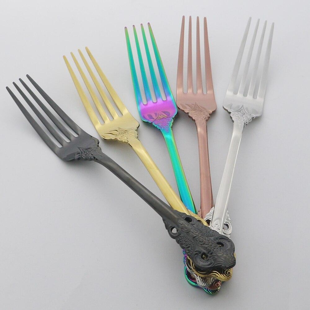 Dinnerware Rainbow Fork Court Style Tableware Cutlery Set Stainless Steel Cutlery Set Sliverware Suitable for Kitchen Outdoor