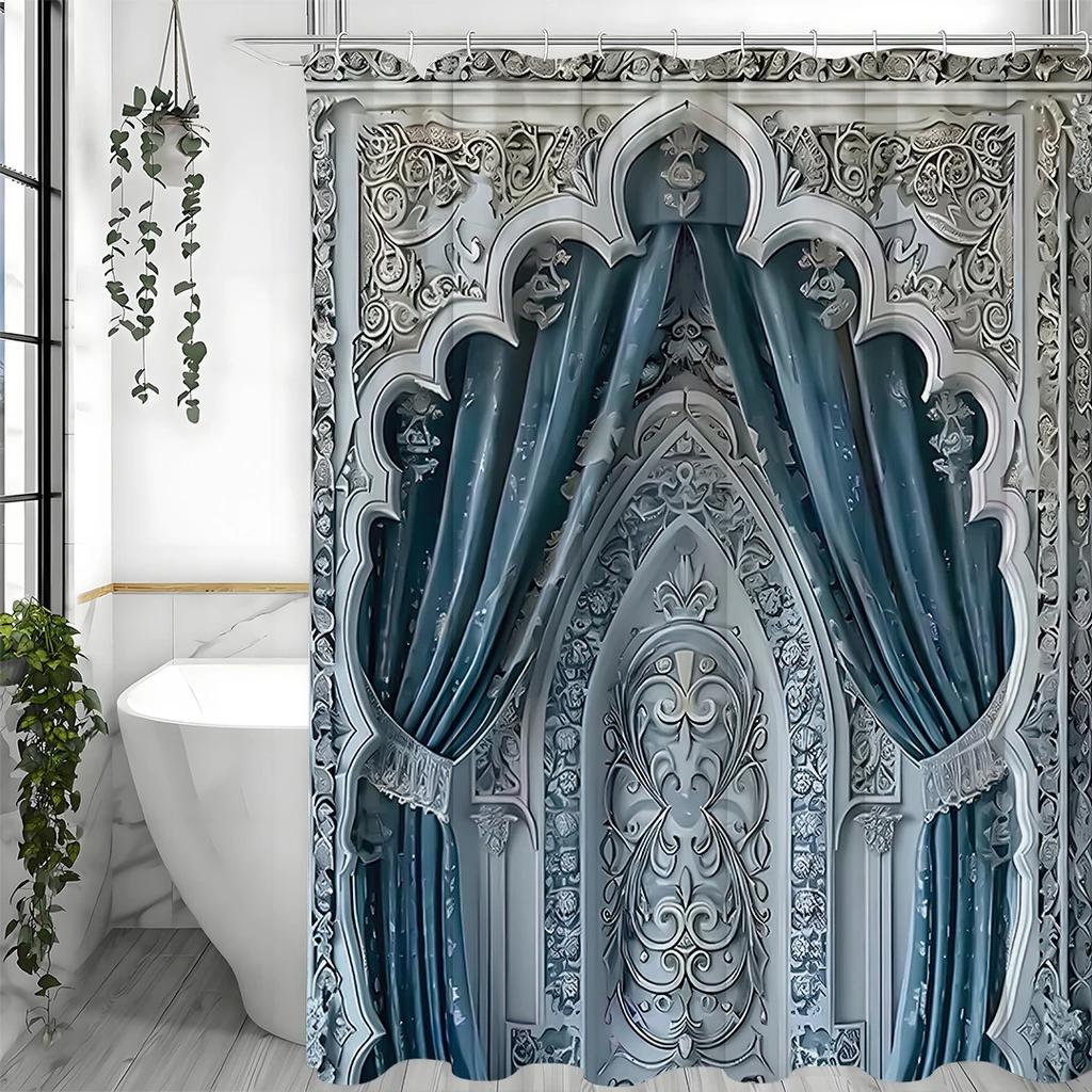 Arches Printed Shower Curtain, Bathroom Decorative Shower Curtain, Waterproof Shower Curtain with Hooks