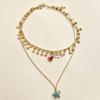 Double Layer Star Necklace: Women's Summer Clavicle Chain with Red and Blue Five-Pointed Stars
