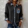 New European American Style Women's Knit Spliced Denim Shirt, Long Sleeve Cardigan Coat For Fall Winter, Fashion Versatile Outerwear