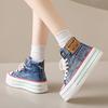 Jesienne Damskie Botki do Kostki 6cm Platforma Sneakersy Denim Buty Sportowe Skateboard Grube Damskie Casualowe Do Chodzenia Tenisówki 35-40