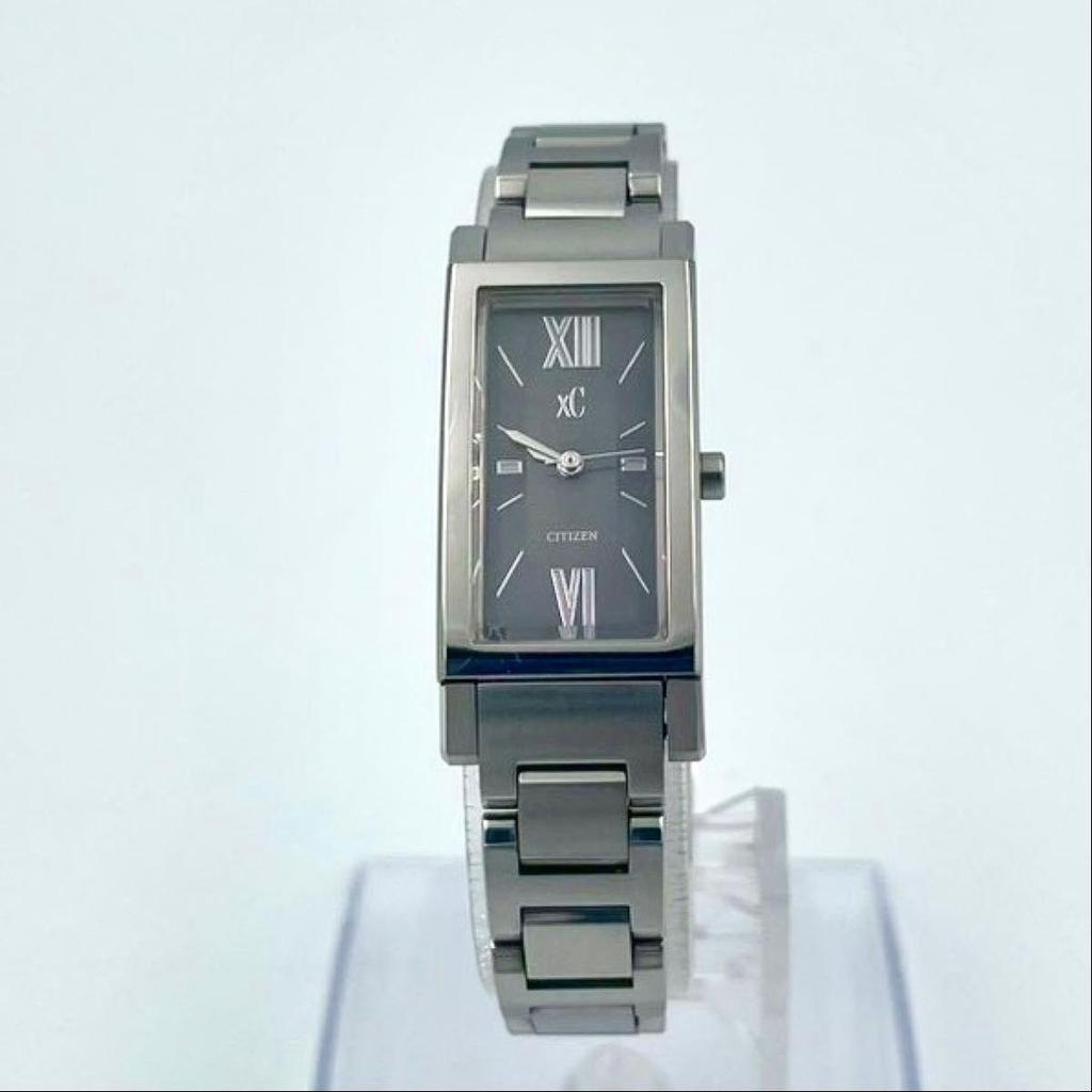 Used 976 Good Condition New Battery CITIZEN XC Citizen Square Black Dial Watch Quartz Stainless Steel Ladies Working Item