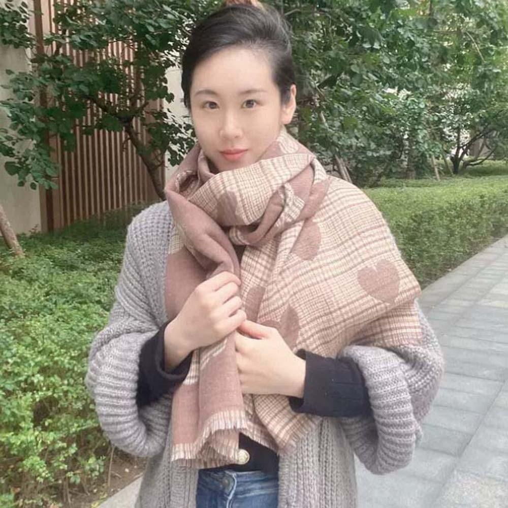Warmer Heart Knitted Scarf Acrylic Fibers Long Thickened Shawl Double-sided Scarf  Girls