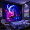 VIKAMA Schwarzlicht Lebensbaum Wandteppich UV-reaktives Wandbehang für Schlafzimmer Spielzimmer Wohnheim Party Psychedelische Heimdekoration