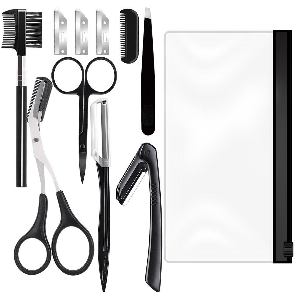 Detachable Eyebrow Razor & Scissors Beauty Set with Eyelash Brush and Comb