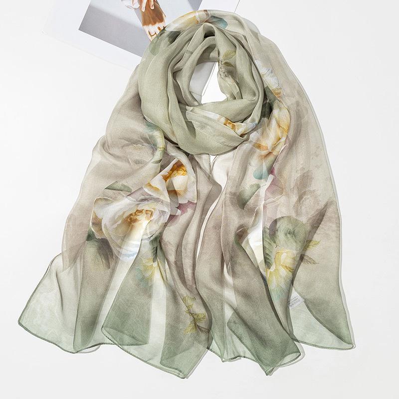 Shanghai Story New Silk Scarf Women's Spring and Summer Thin Mulberry Silk Printed Scarf Fashionable and Versatile Shawl