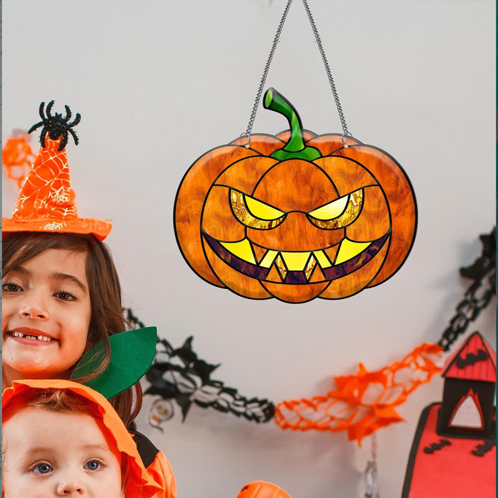TYU100-109 Calabaza de Halloween Murciélago Cadena de Hierro Adorno Colgante para Decoración de Ventana o Porche