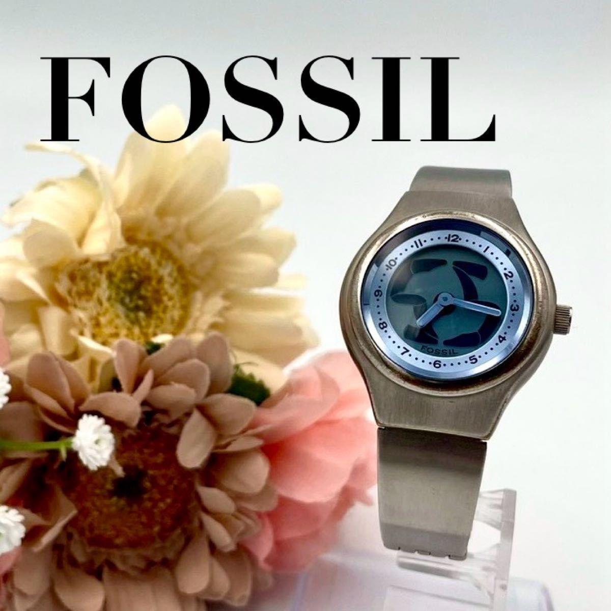 Used 825 New Battery FOSSIL Big Chick Ana-Digi Watch Quartz Vintage Blue Dial Unisex Working