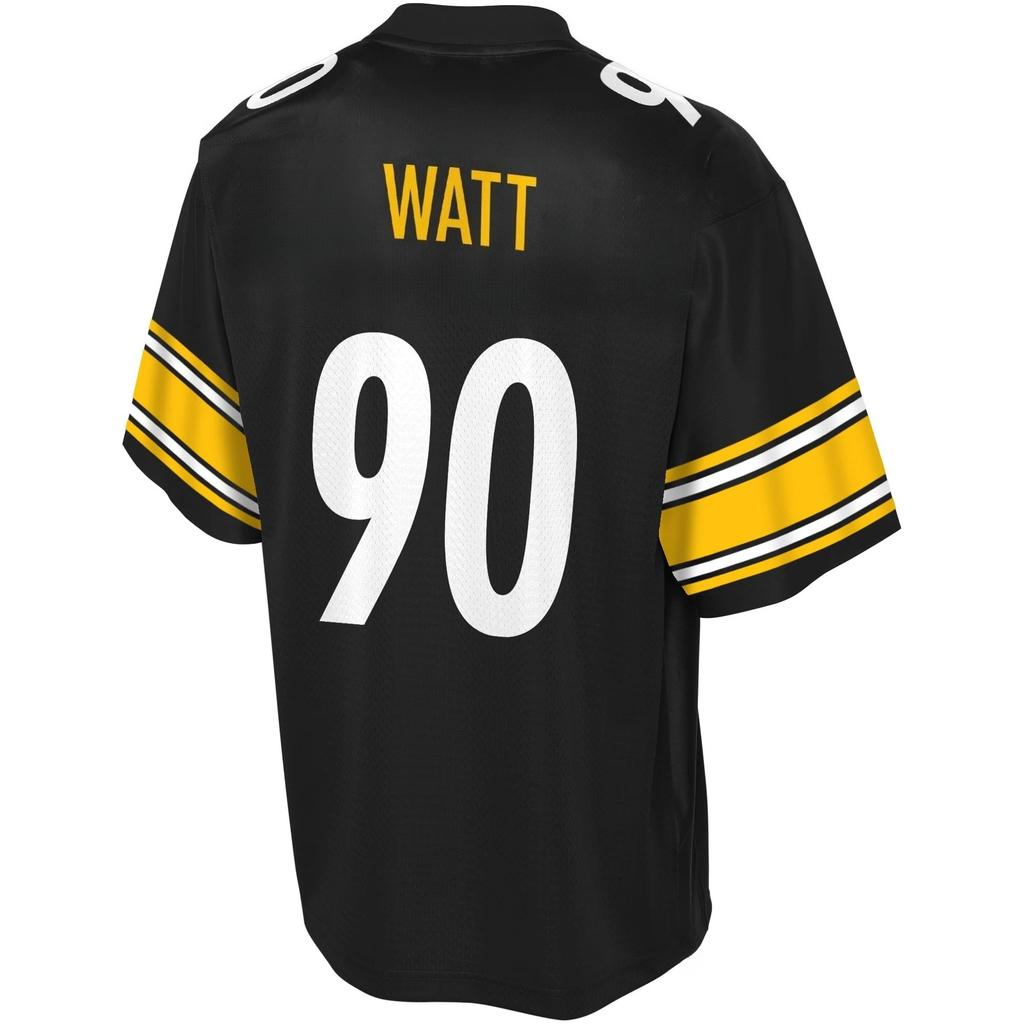 Pittsburgh Steelers Football Jersey Black with Yellow/White Accents "Watt 90" Classic Striped Design Athletic Jersey 3d Prints T-shirt