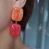 1 Pair Comfortable Wear Square Earrings Resin Texture Design Pendant Earrings Suitable for Casual Formal Occasions