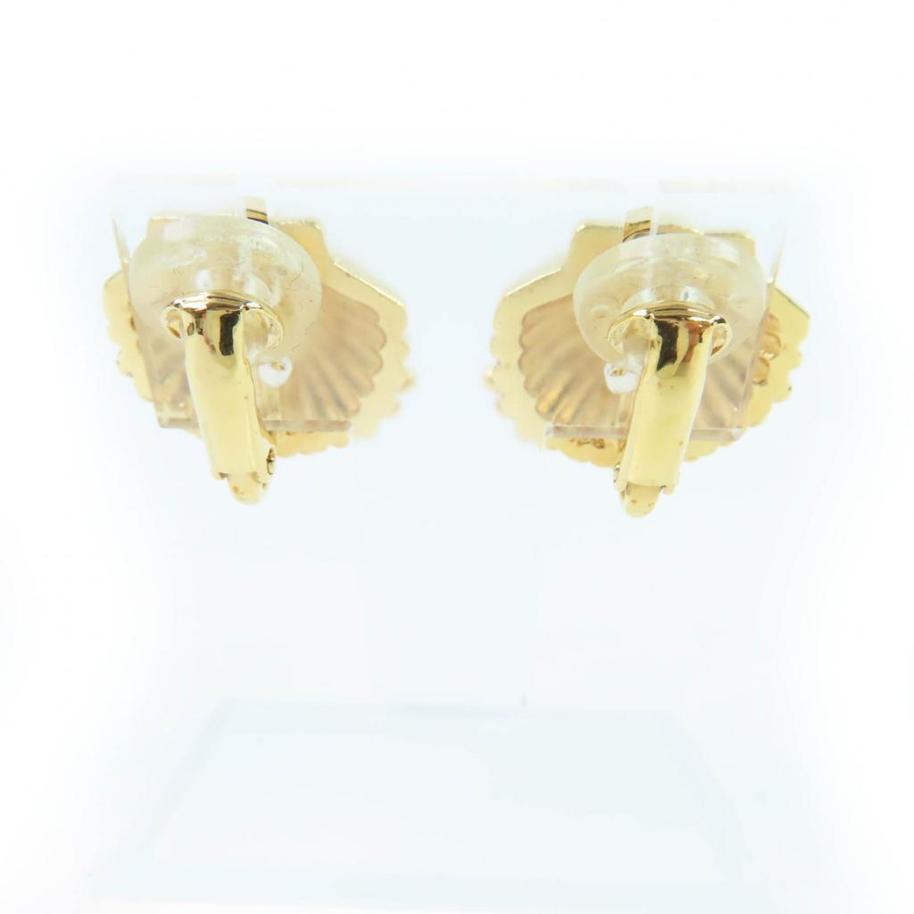 Chanel Earring COCO Mark Shell Design with Rhinestones Gold Women G23C Used
