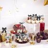 Coquete Birthday Party Decorations - 36PCS Black Bow Cupcake Toppers Decoration Bow Party Baby Shower Decor Supplies Bow Theme Bridal Shower