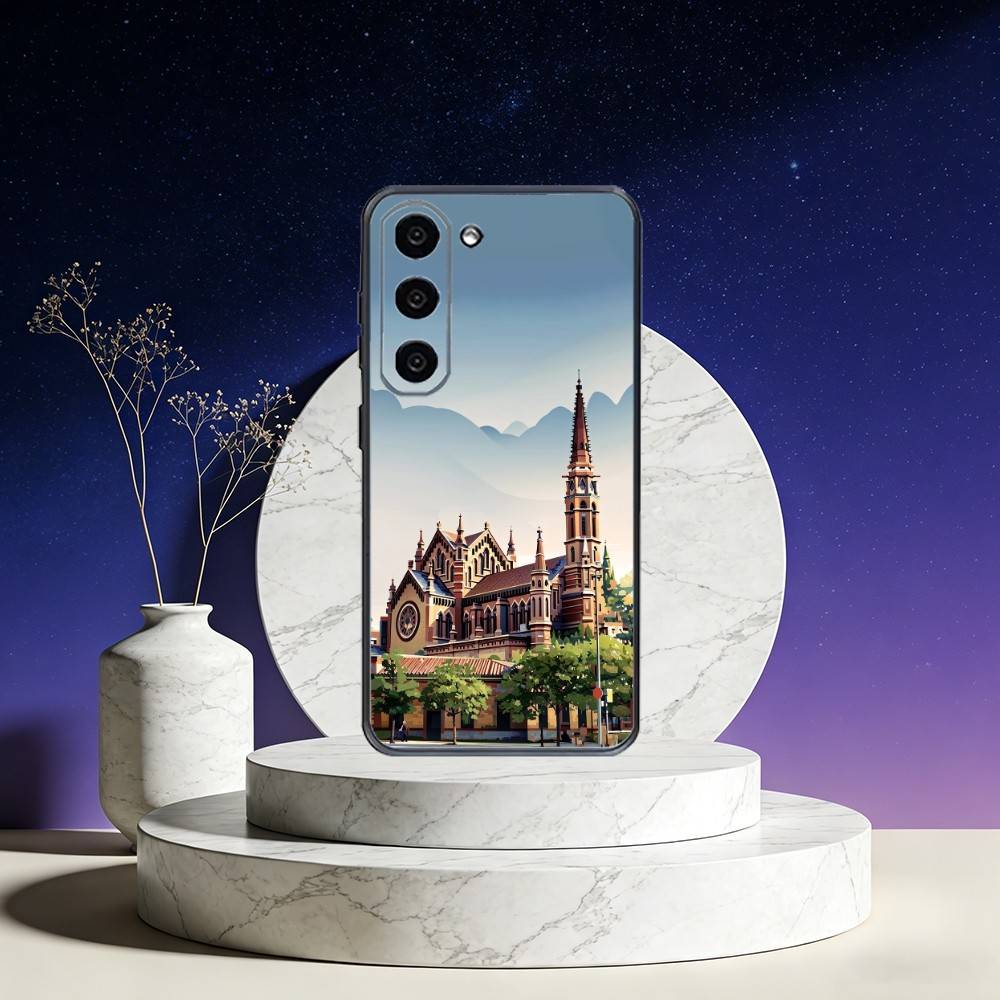 Architektonische Kulisse von Barcelona Handyhülle Für Samsung Galaxy A73,A72,A71,A70,A53,A52,A51,Andere Weiche Schwarze Hülle
