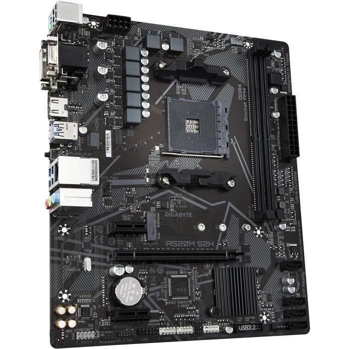Carte mère - GIGABYTE - A520M S2H - Micro ATX - Socket AM4 - DDR4 jusqu'à 64 Go