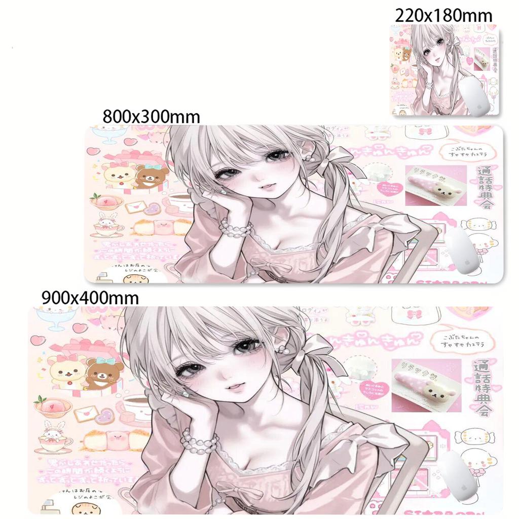 Large Size Pink Mousepad xcm Anime Girl Deskmat XXL Kawaii Nonslip Mouse Pad Cute Mice Rugs Extended Gaming Keyboard Mat
