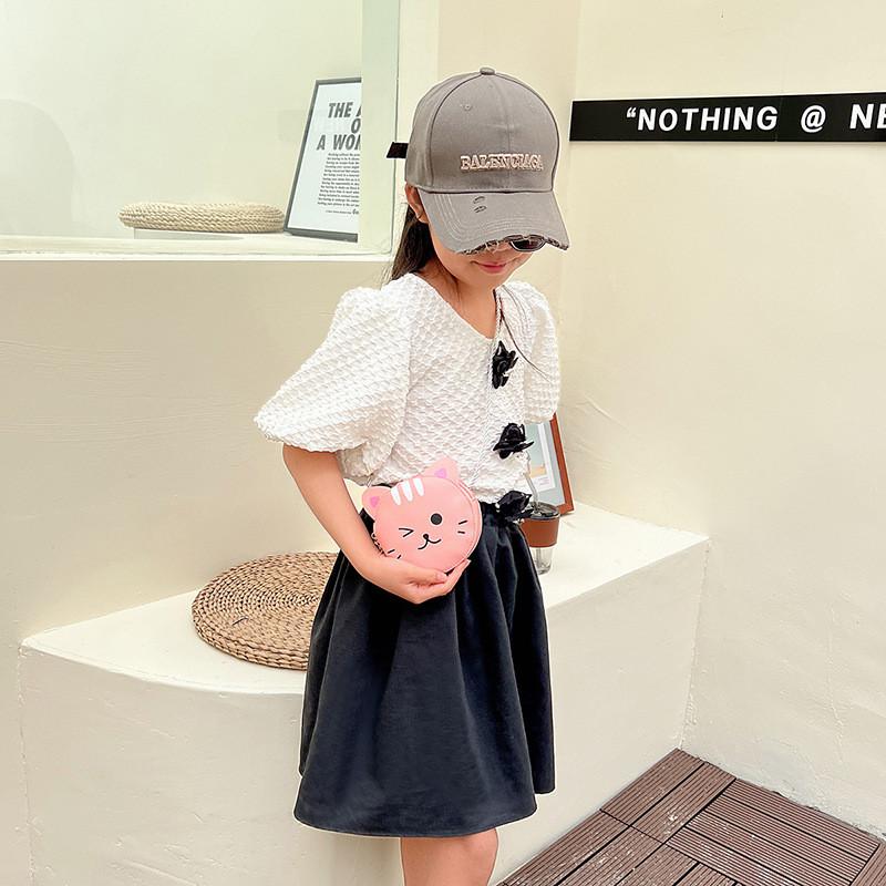 Childrens Cute Cat Pattern Pu Material Small Wallet With Snap Closure For Girls