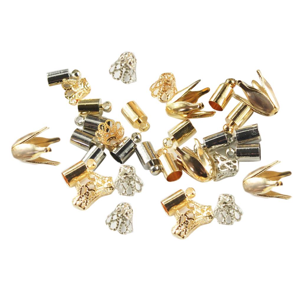 100 Pieces Mixed Shape Handmade Flower Cup Bead Cap End Jewelry Findings