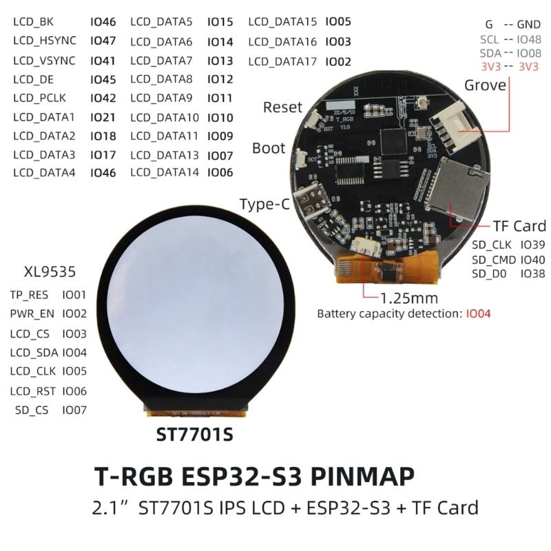 ? T-RGB ESP32-S3 2.1 Inch LCD Display ESP32-S3R8 Development Board WIFI Wireless Bluetooth-compatible Module