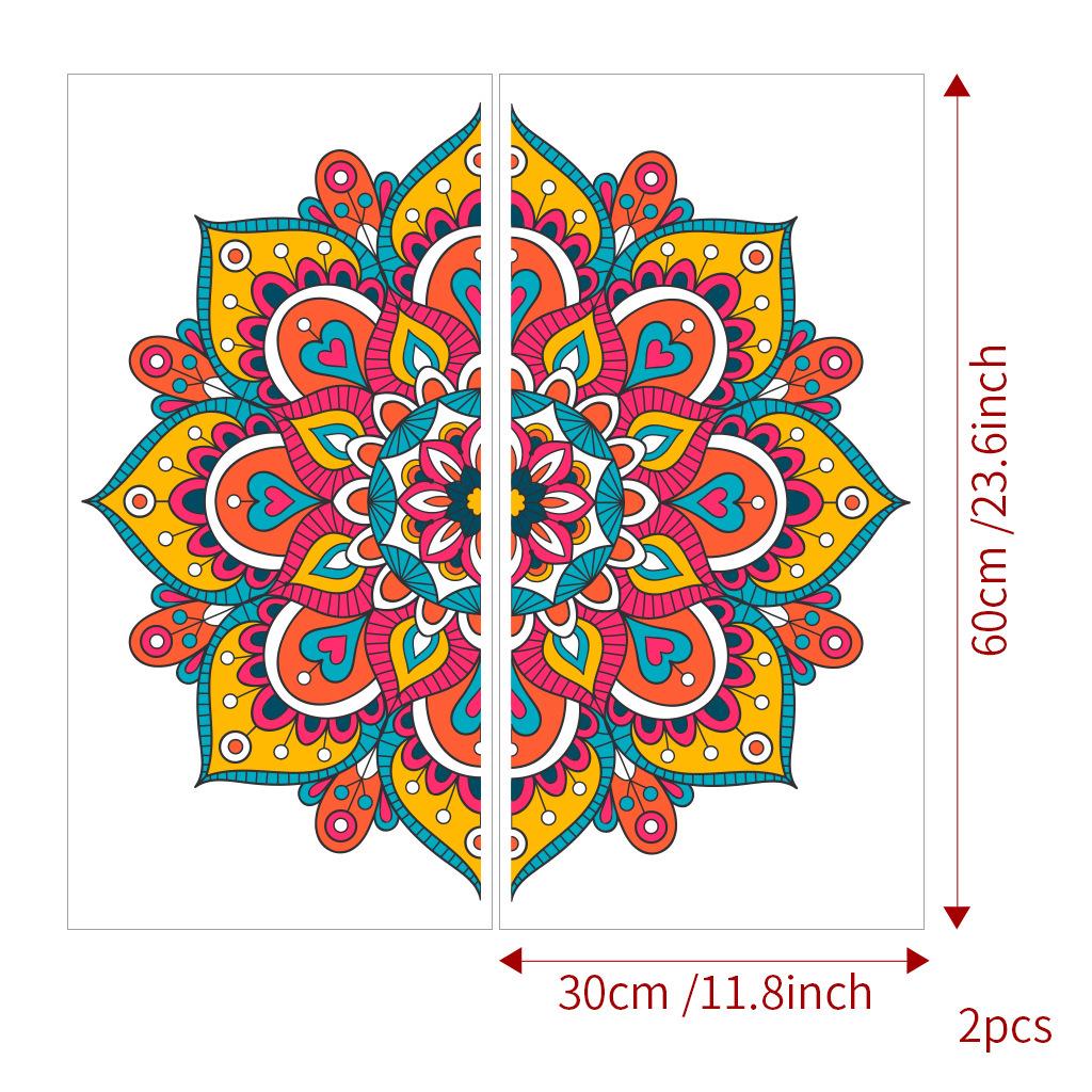 Gold Colorful Large Mandala PVC Removable Wall Stickers