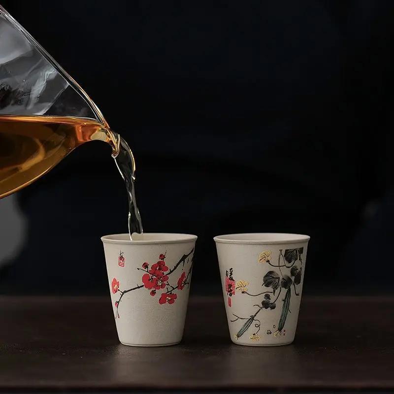 INS New Coarse Ceramic Teacup Chinese High Price Teacup Exquisite Ancient Teacup Personalized Eight Gift Box Set