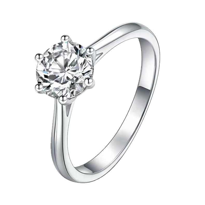Crown Classic Six-Prong Moissanite Ring, 1 Carat D Color Stone, Perfect Gift for Her