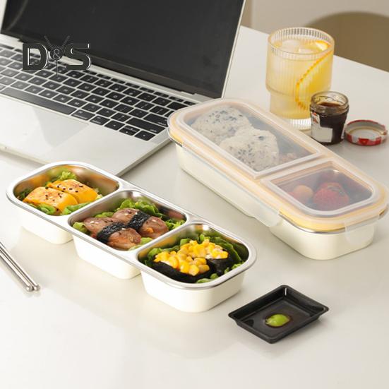 Snackbehälter aus Edelstahl, unterteilte Gewürzbox mit Deckel, Lunchbox mit auslaufsicheren, versiegelten Fächern, wiederverwendbarer Lebensmittelbehälter für die Schule