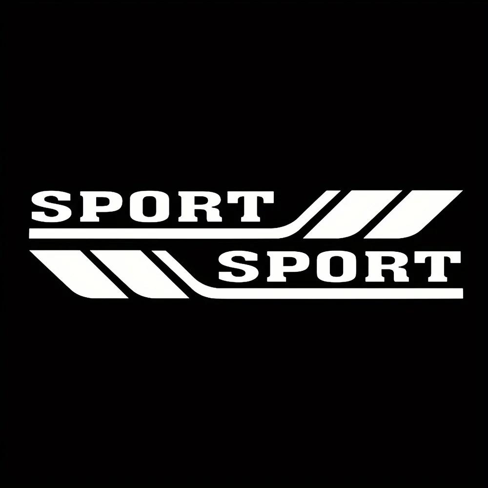 2 SZT./ZESTAW Dekoracja Samochodu Naklejka „SPORT” - Czarny Wzór z Paskami, Opcje 20cm/40cm do Poprawy Wyglądu Samochodu