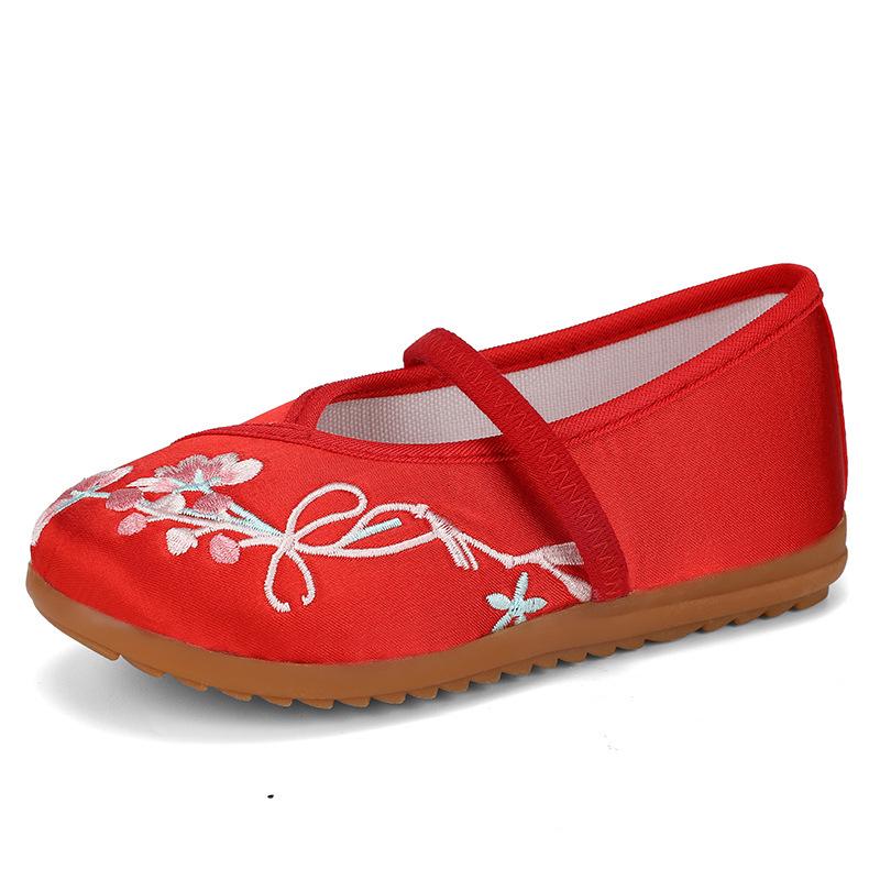 

Girls Embroidered Hanfu Shoes – Soft Sole, Chinese Style, Princess Cloth Shoes, Perfect for Ancient Costumes Size 28, Inner Length 17.5 cm червоний