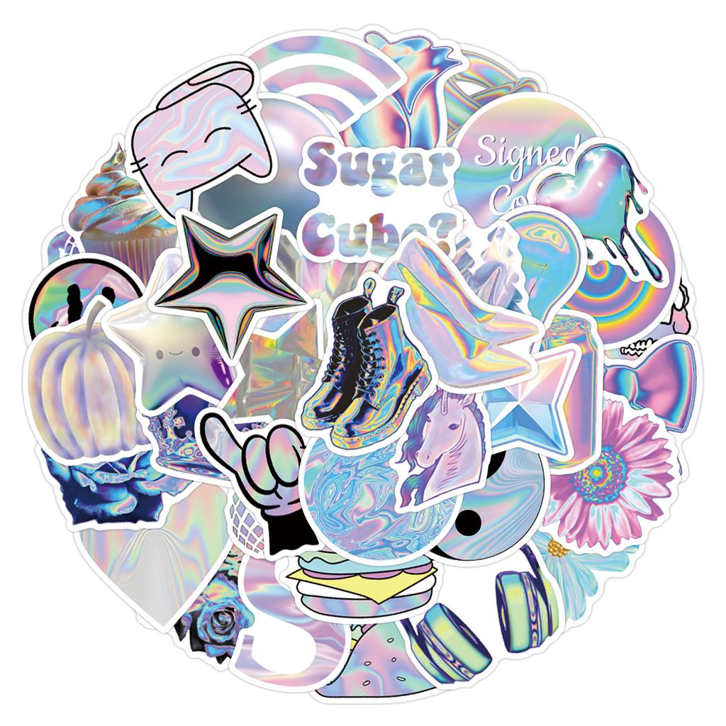 55 Neue Schillernde Doodle Aufkleber Roller Koffer Wasserbecher Cartoon Aufkleber