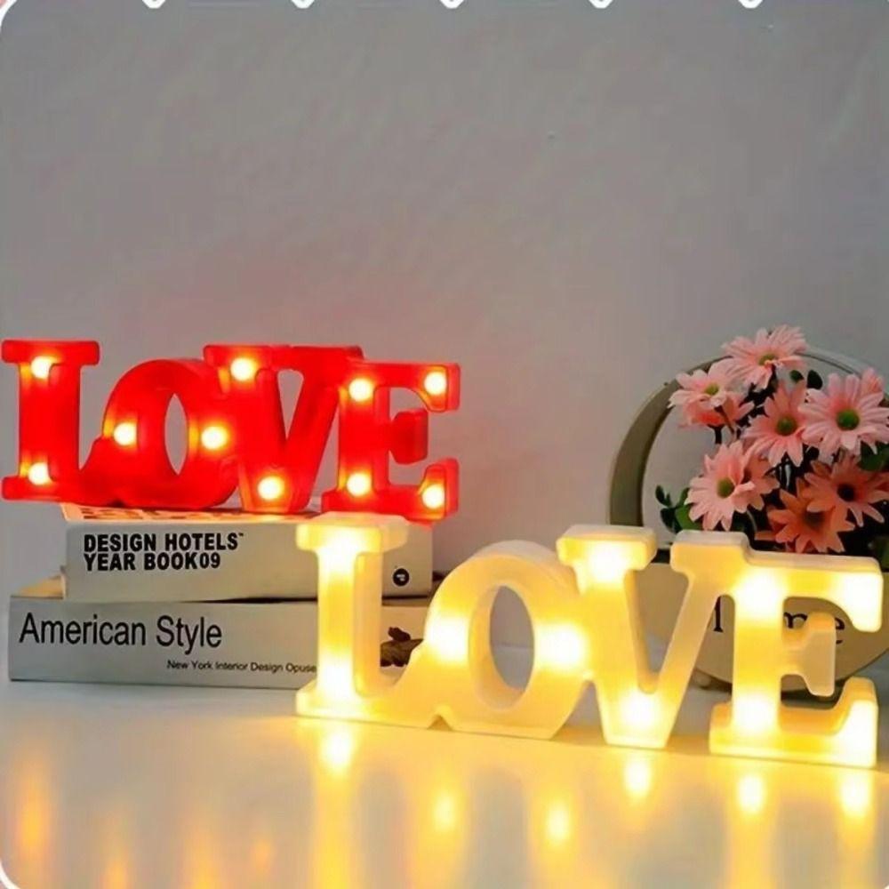 Warm Light LED Night Light Plastic Material Heart Marquee Lamp Table Lamp  Valentine's Day