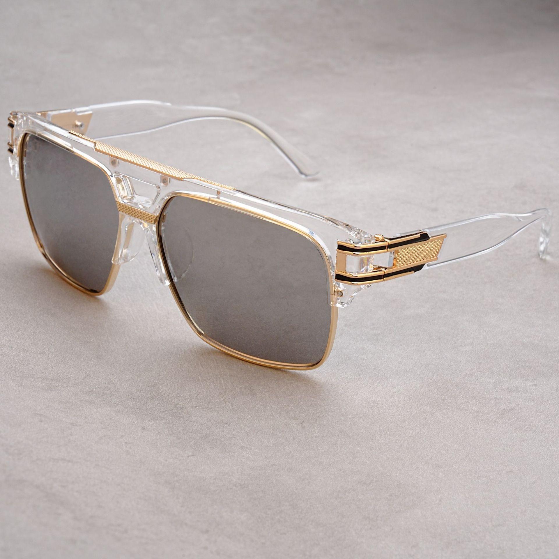 Европейско-американские модные солнцезащитные очки Прозрачная оправа Ретро Квадратные Зеркальные солнцезащитные очки для мужчин Женщин