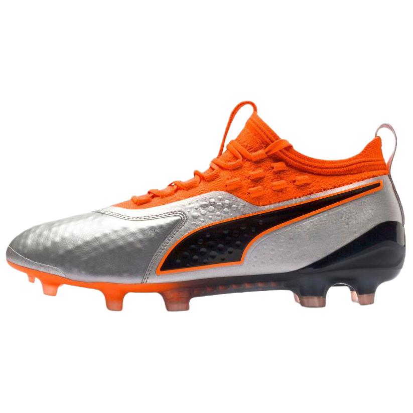 PUMA One 1 Breathable Lightweight Support Soccer Shoes Men s Silver Orange 104735-01 42.5