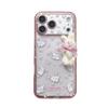 iPhone 17/16 Pro Max/15/14 Case - Glitter Flowers & Rabbits Design for Girls