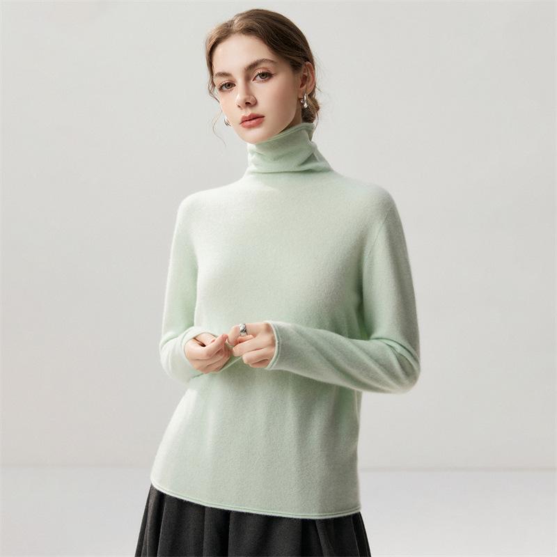 Lekasha Women's Cashmere High-Neck Twelve-Needle Knit Sweater