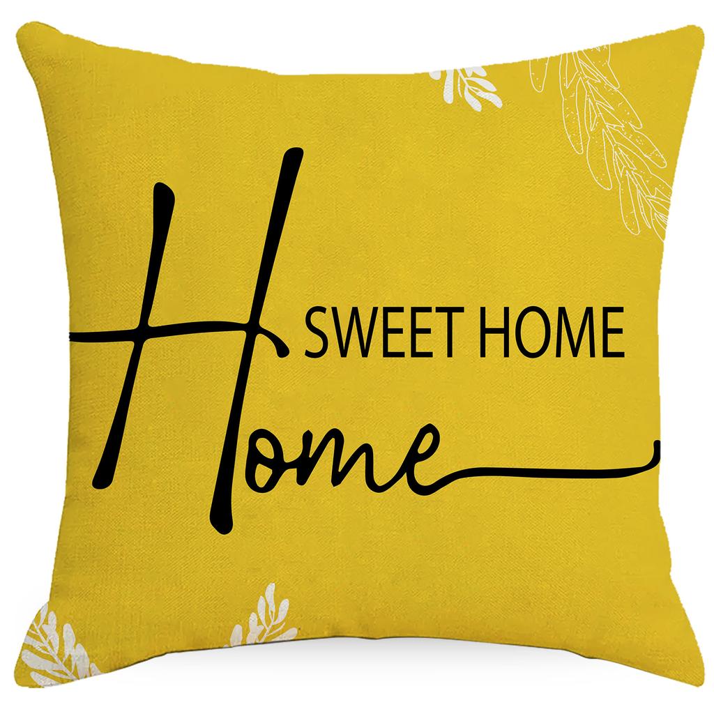 Modern Simple Summer Lemon Print Pillowcase Yellow-green Linen Cushion Cover Nordic Sofa Cushion