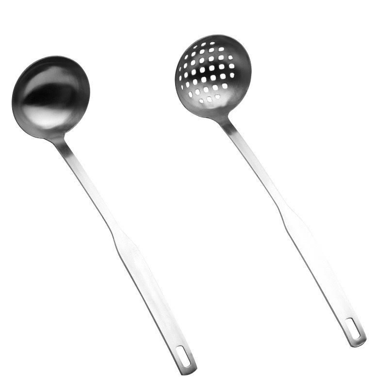Stainless Steel Long-Handled Soup and Slotted Spoons for Hot Pot