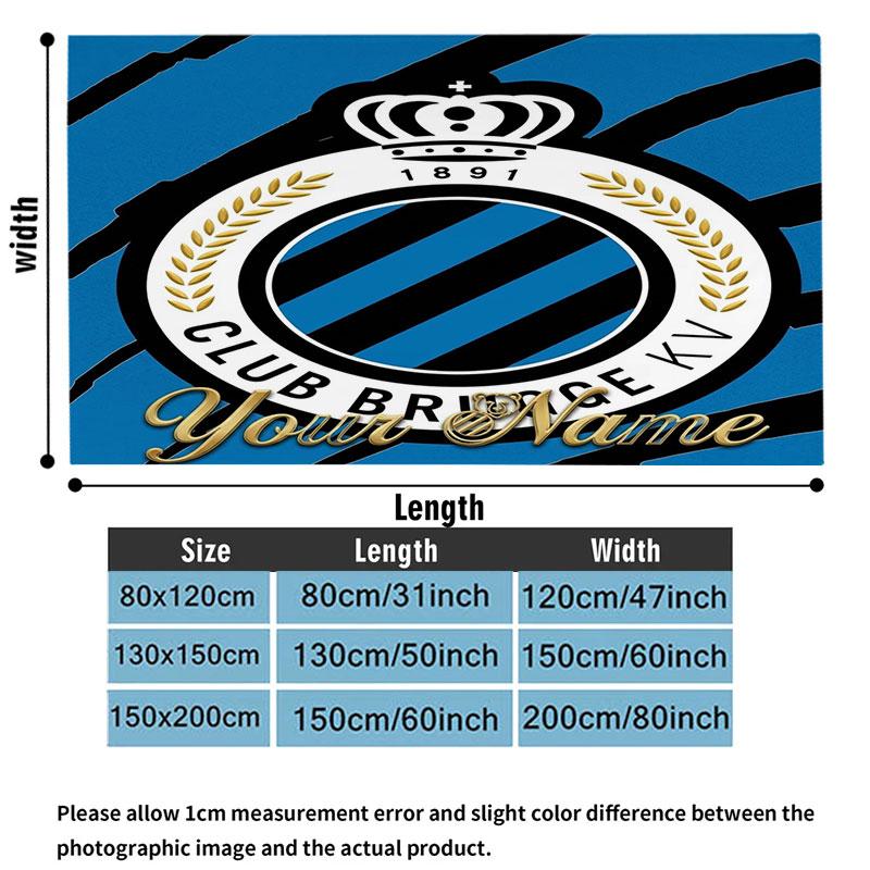 1PC Club Brugge KV Custom Name Patterned Flannel Blanket Suitable For All Seasons for Home Decor Warmth and Comfort Gifts Holiday Present